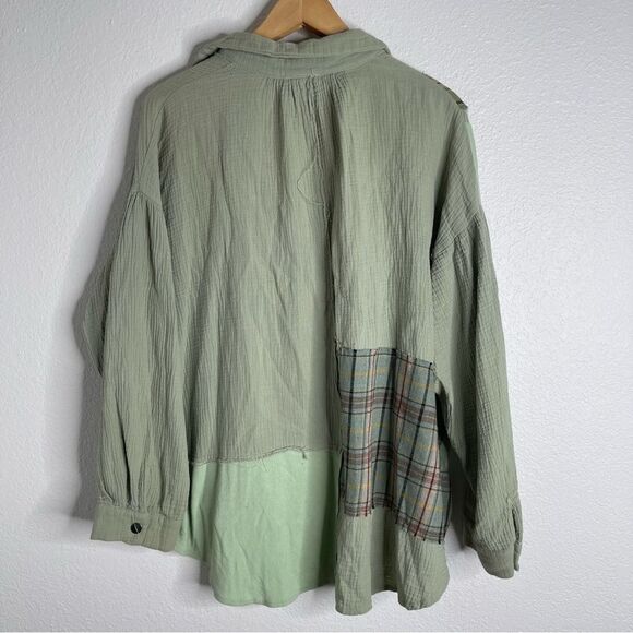 POL Patchwork Button Down Shirt Gauze Size Small - Picture 7 of 7